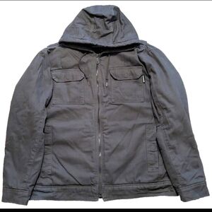 Men's Wolverine Heavy Workwear Jacket Gray Size XL Cotton Hood Pockets